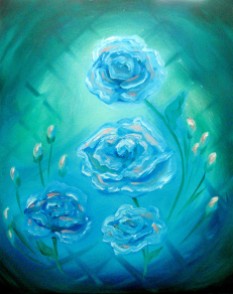 Blue-Green Roses - Oils